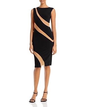 Norma Kamali Snake Color Blocked Sheath Dress