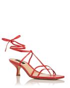 Aqua Women's Ankle Tie Kitten Heel Sandals