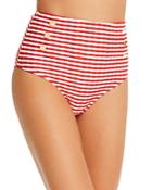 Shoshanna Texture Striped High-waist Bikini Bottom