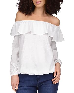 Michael Michael Kors Off-the-shoulder Seersucker Peasant Top