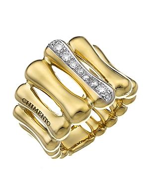 Chimento 18k Yellow & White Gold Bamboo Over Collection Statement Ring With Diamonds