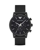 Emporio Armani Quartz Chronograph Black Leather Watch, 41 Mm