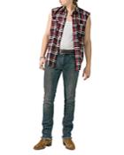 Six Week Residency Plaid Sleeveless Button Down Shirt