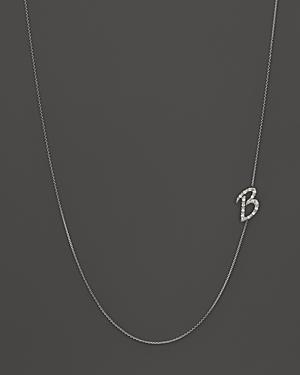 Kc Designs Diamond Side Initial B Necklace In 14k White Gold, .09 Ct. T.w.