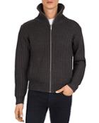 The Kooples Leather-trimmed Zip-front Sweater