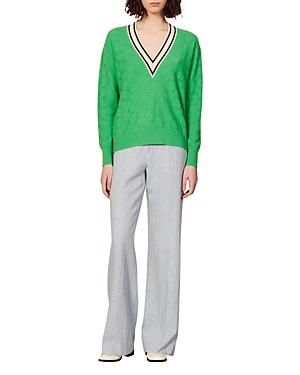 Sandro Lorenzo Striped V Neck Sweater