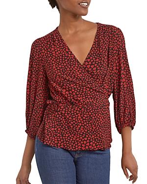 Gerard Darel Adele Heart Print Wrap Blouse