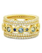 Freida Rothman Imperial Blue Stackable Rings In 14k Gold-plated Sterling Silver, Set Of 5