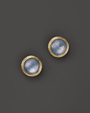 Marco Bicego 18k Yellow Gold Engraved Jaipur Stud Earrings With Chalcedony