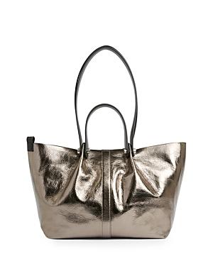 Allsaints Allington Small Metallic Leather Tote