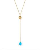 Turquoise Nugget Y-necklace In 14k Yellow Gold, 18