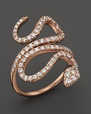 Diamond Snake Ring In 14k Rose Gold, 1.0 Ct. T.w.