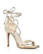 Kenneth Cole Berry Metallic Leather Ankle Tie High Heel Sandals