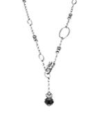 John Hardy Sterling Silver Naga Drop Pendant On Sautoir Necklace With Black Chalcedony And White Sapphires, 45
