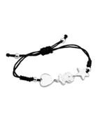 Tous Sterling Silver And Knotted Cord Triple Charm Bracelet