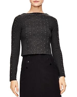 Sandro Trone Embellished Cropped Sweater