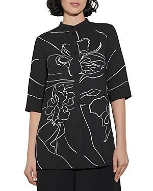 Misook Woven Crepe De Chine Side Slit Blouse