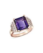 Bloomingdale's Amethyst & Diamond Row Statement Ring In 14k Rose Gold - 100% Exclusive