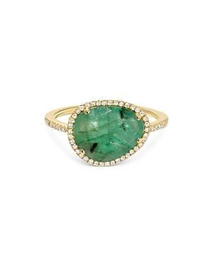 Zoe Lev 14k Yellow Gold Diamond & Emerald Ring