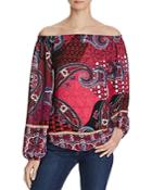 Necessary Objects Off-the-shoulder Print Top - Compare At $78