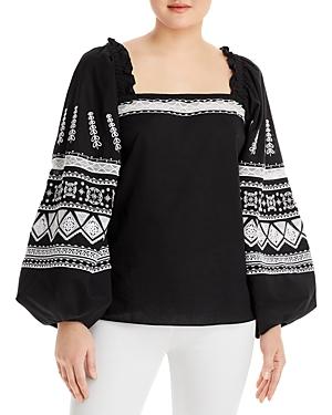 Kobi Halperin Wendi Embroidered Puff Sleeve Top