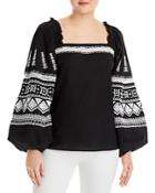 Kobi Halperin Wendi Embroidered Puff Sleeve Top