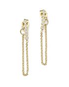 Zoe Chicco 14k Yellow Gold Draped Chain And Bezel Diamond Bar Stud Earrings