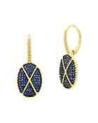 Freida Rothman Pave Oval Earrings In Rhodium & 14k Gold-plated Sterling Silver