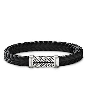 David Yurman Sterling Silver Chevron Woven Rubber Bracelet, 6mm