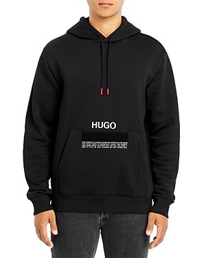 Hugo Devertree Cotton Blend Logo Print Relaxed Fit Hoodie