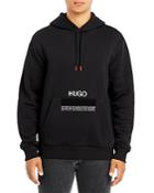 Hugo Devertree Cotton Blend Logo Print Relaxed Fit Hoodie