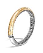 John Hardy Sterling Silver And 18k Bonded Gold Classic Chain Hammered Oval Hinged Bangle