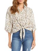 Karen Kane Petites Paisley Print Relaxed Tie Front Shirt