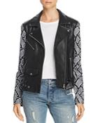 Veda Jayne Mixed-print Leather Moto Jacket - 100% Exclusive