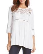 Karen Kane Pleated Crochet Inset Top