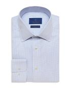 David Donahue Cotton Textured Micro Tic Trim Fit Dress Shirt