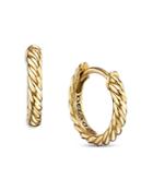 David Yurman 18k Yellow Gold Sculpted Cable Huggie Hoop Earrings