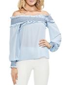 Vince Camuto Smocked Crossover Off-the-shoulder Top