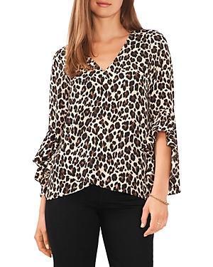 Vince Camuto Elegant Leopard Flutter Sleeve Top