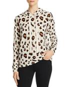 Minnie Rose Leopard Print Cashmere Hooded Sweatshirt