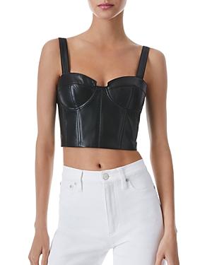 Alice And Olivia Jeanna Vegan Leather Bustier Crop Top