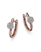 Bloomingdale's Diamond Cluster Huggie Hoop Earrings In 14k Rose Gold, 0.25 Ct. T.w. - 100% Exclusive