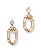 Zoe Chicco 14k Yellow Gold Prong Diamonds Oval Link Drop Earrings