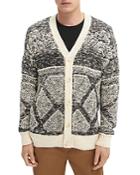 Scotch & Soda Cotton Geo Jacquard Relaxed Fit Cardigan