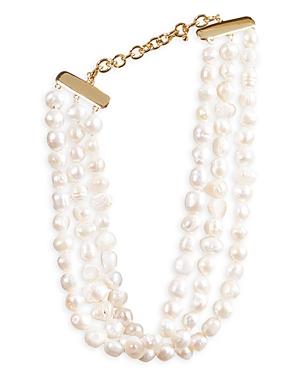 Cult Gaia Nora Freshwater Pearl Triple Row Choker Necklace, 16.25