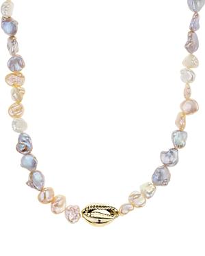 Aqua Shell & Cultured Freshwater Pearl Necklace, 12 - 100% Exclusive