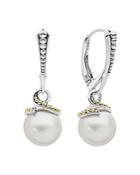 Lagos Sterling Silver & 18k Yellow Gold Luna Cultured Freshwater Pearl Drop Earrings