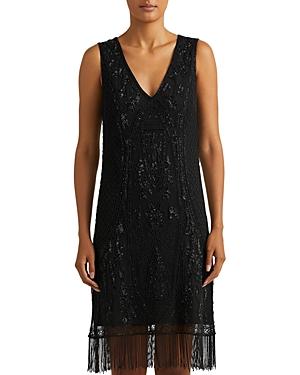 Lauren Ralph Lauren Fringed Beaded Shift Dress
