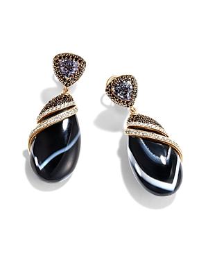 John Hardy 18k Yellow Gold Cinta Collection One-of-a-kind Tanzanite & Banded Agate-rock Crystal Triplet Earrings With Black & White Diamond - 100% Exclusive