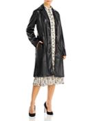 T Tahari Faux Leather Long Sleeve Notch Collar Button Down Jacket